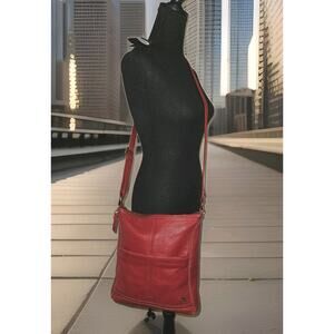 The Sak Red Leather Crossbody Bag 10.5x11x2